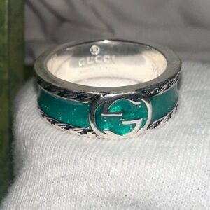 Gucci Silver and Turquoise Band size 8